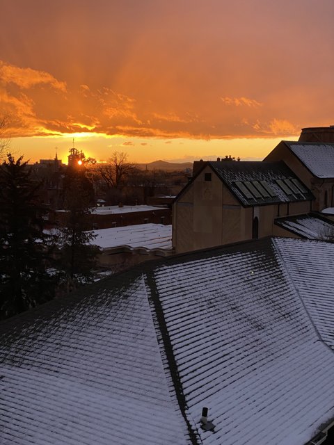 Winter Sunset on Santa Fe Rooftops