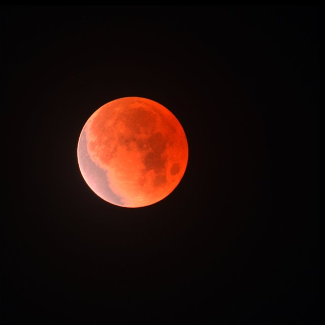 Blood Moon Lunar Eclipse in Red-Orange Glow