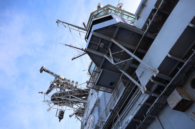USS Hornet Aircraft Carrier Mast and Communications Array