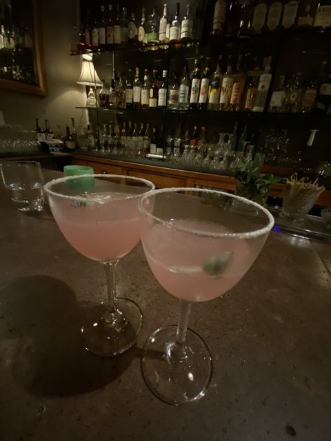 Pink Cocktails on the Bar