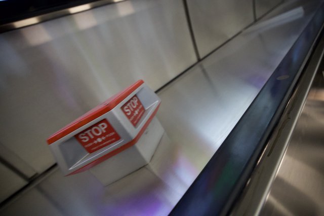 Emergency Stop Button on Modern Escalator