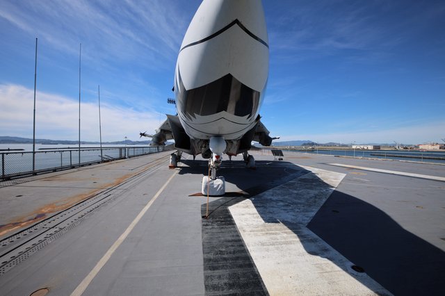 Fighter Jet on USS Hornet Aircraft Carrier Deck