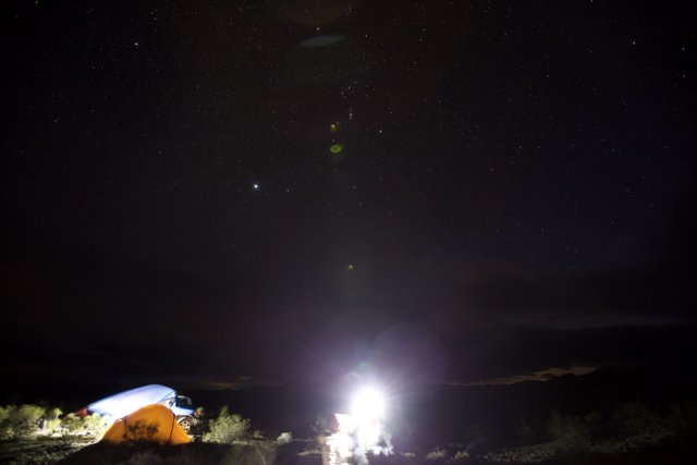 Night Camping under the Mountain Sky