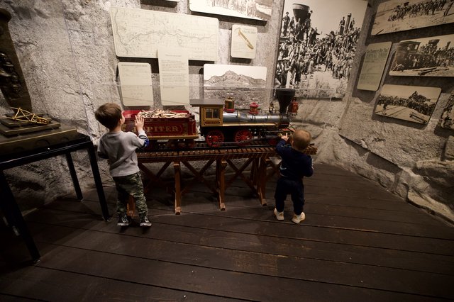 Young Brothers Discover Vintage Train at Museum