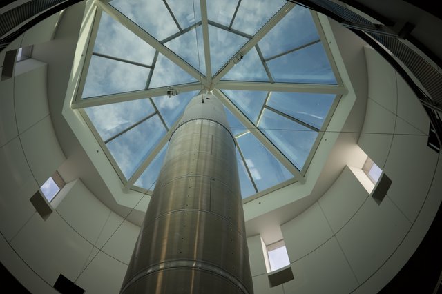 Geometric Skylight Above Industrial Observatory Column