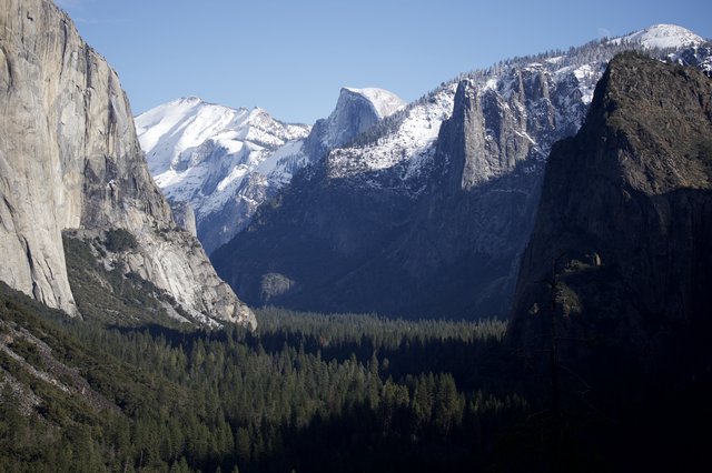 Yosemite Valley Winter Vista with Snow-Capped Peaks