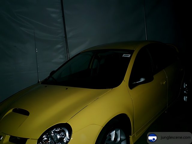 Yellow Sports Car in the Dark Room