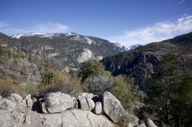 Winter Vista Across Yosemite Valley from Rocky Outcrop