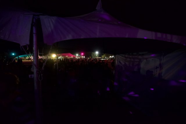 Nighttime Concert Crowd under Tent
