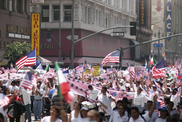 Patriotic Parade in City