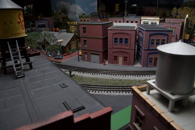 Miniature Cityscape Train Diorama