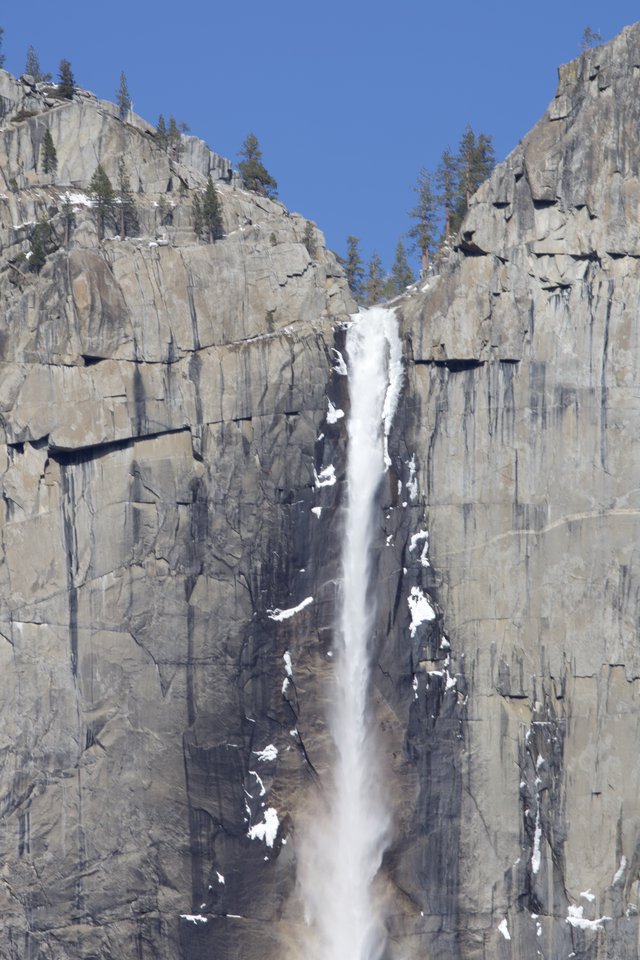 Yosemite Falls Cascading Through Granite Cliffs