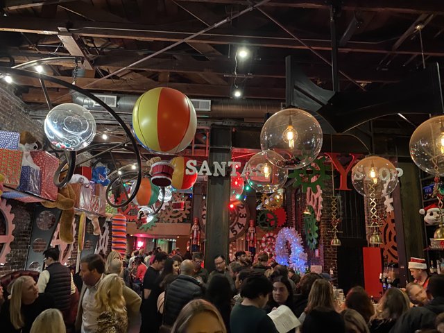 Nighttime Festivities at a Packed San Francisco Restaurant