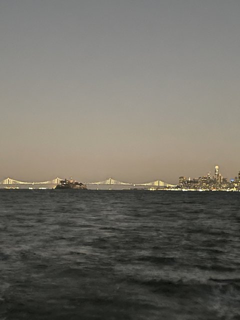 Tranquil view of San Francisco Bay at night
