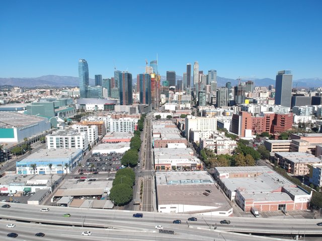 Skyline of Downtown LA seen from above