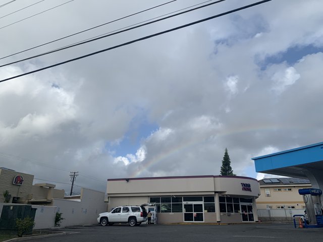 Rainbow over Gas Station