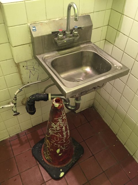A Unique Combination: Fire Hydrant and Bathroom Sink