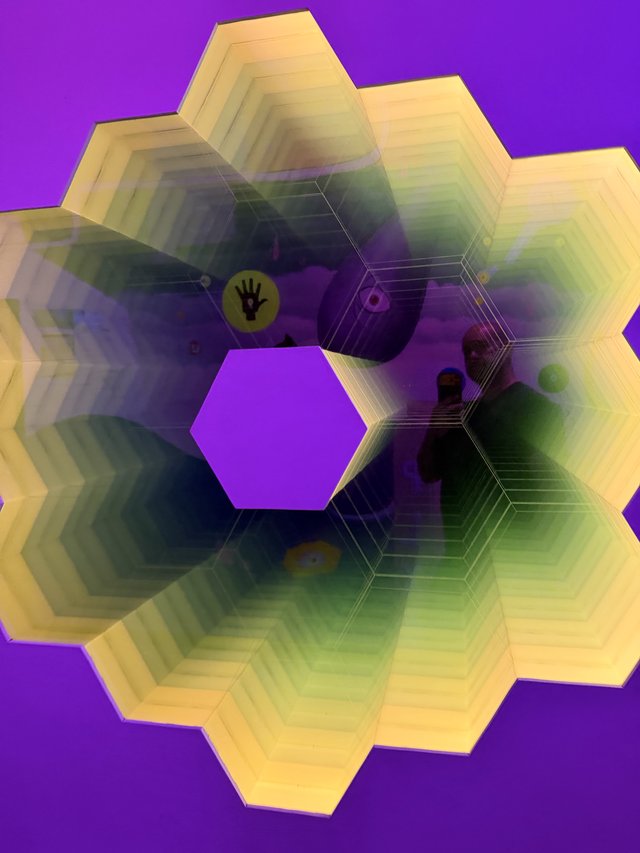 Abstract Hexagonal Projection with Hand Symbol Installation
