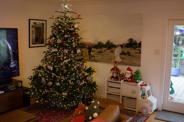 Festive Christmas Tree in Cozy Family Living Room