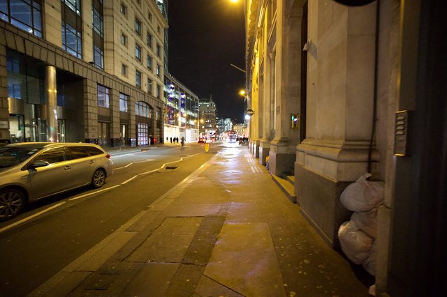 Rain-Slicked London Street at Night