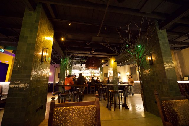 Modern Bar Interior with Intimate Evening Atmosphere