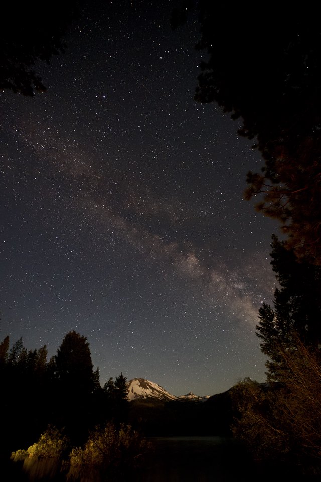 Milky Way Arches Over Lassen Peak at Night