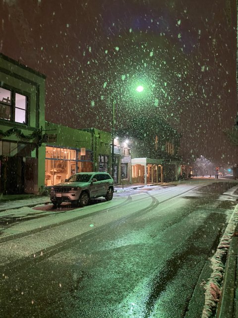 Snowy Cityscape Drive