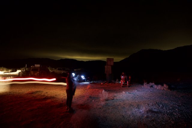 Beam of Light in the Desert Night