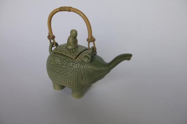 Aesthetic Pottery Teapot with Bamboo Handle