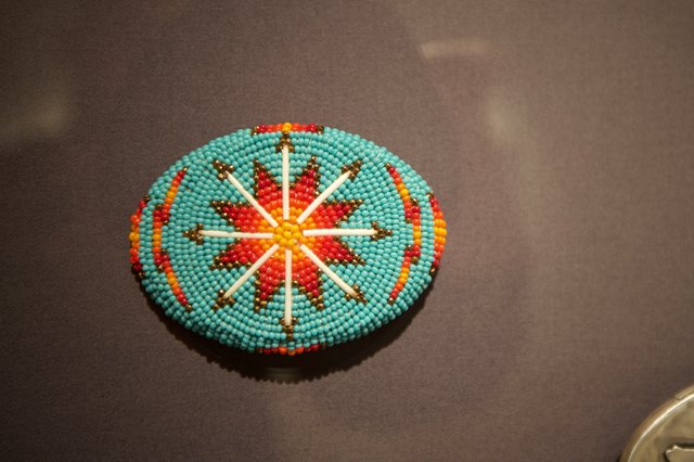 Native American Beaded Medallion with Geometric Star Design