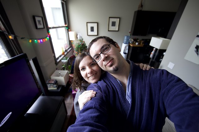 Holiday Selfie Couple Celebrating Christmas at Home
