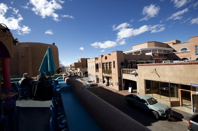 Adobe Architecture Rooftop View in Santa Fe Plaza