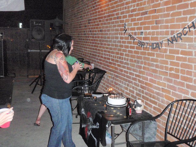 Tattooed Woman Celebrates Nate's Birthday