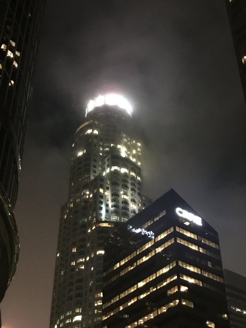 Illuminated Skyscraper in Downtown LA