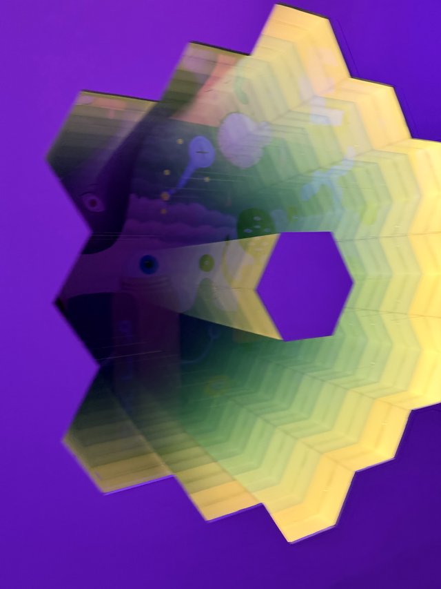 Abstract Hexagonal Portal with Layered Translucent Geometry