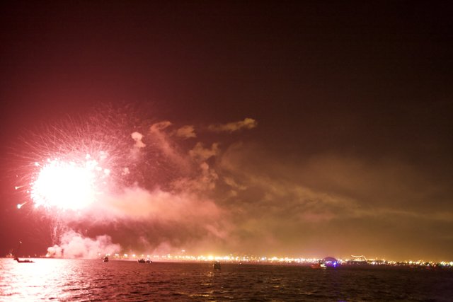 Boats Under the Night Fireworks