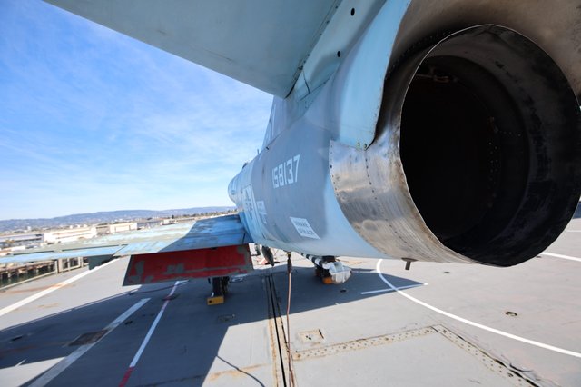 Fighter Jet Engine Close-Up on USS Hornet Deck