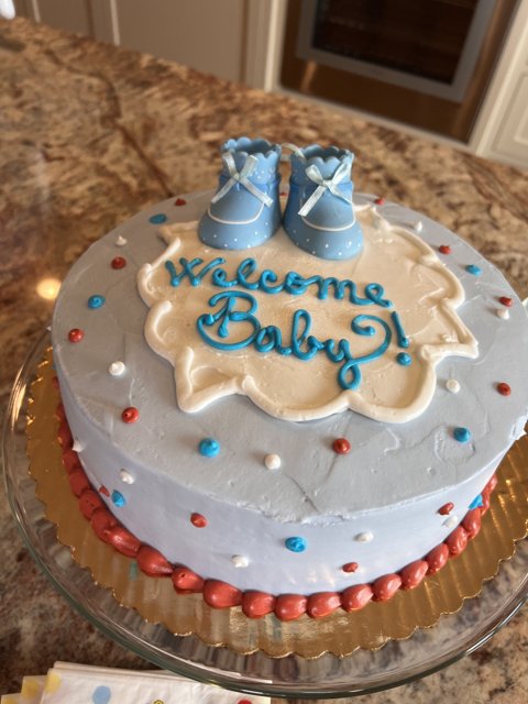 Celebrating with a Blue and White Birthday Cake
