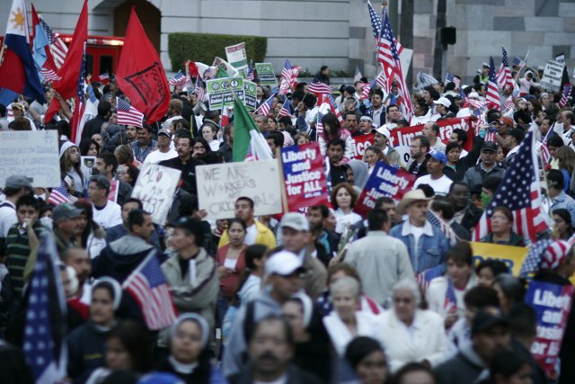 Patriotic Crowd at American Rally