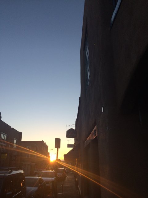 Sunset over Santa Fe Street