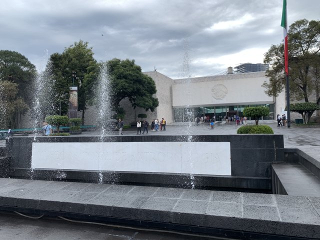 Majestic fountain in front of Mexican national museum