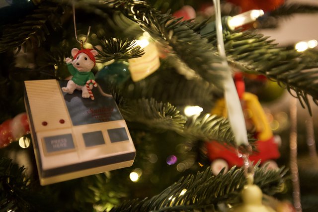 Vintage Computer Christmas Tree Ornament with Holiday Lights