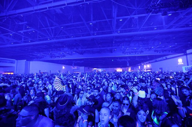 Massive Indoor Crowd Bathed in Blue at Wobbleland 2026