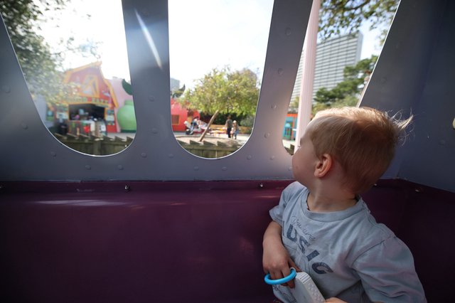 Young Child Gazing Out Through Playground Structure