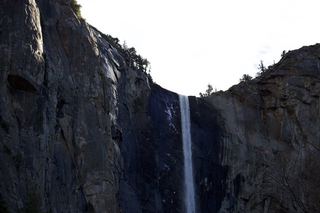Yosemite Falls Cascading Through Winter Canyon