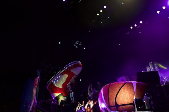 Purple Spotlight on Basketball Shoe