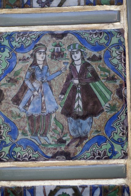 Traditional Women on Decorative Tile
