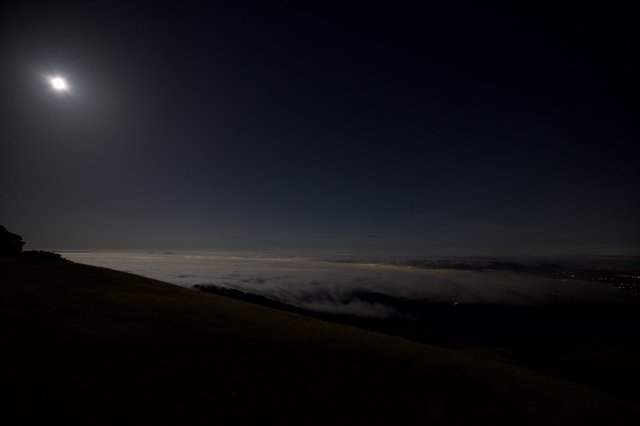 Moonlit Sea of Clouds Over Mount Diablo