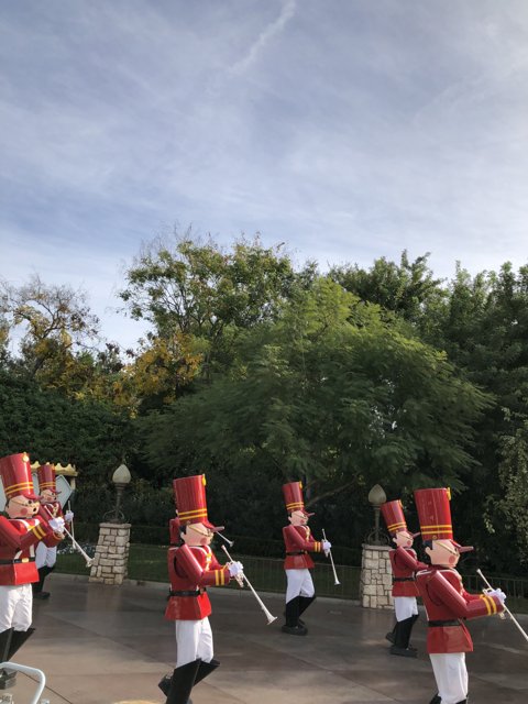 Red Uniforms Marching at Disneyland