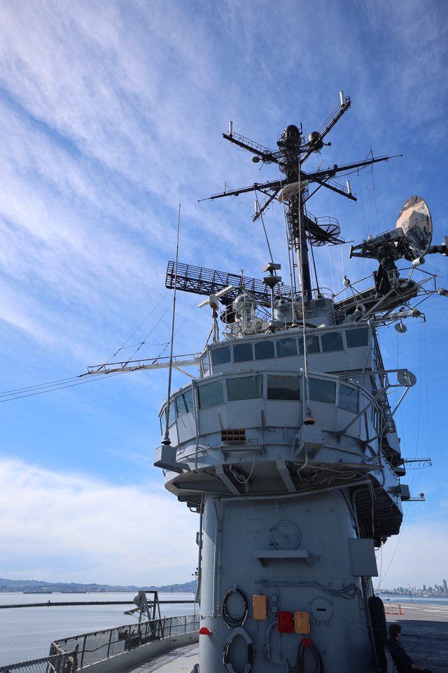 USS Hornet Command Tower Against Blue Sky